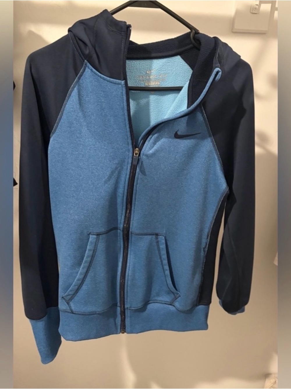 Nike Men's Blue Black Full Zip Fleece Hoodie Jacket Size Medium